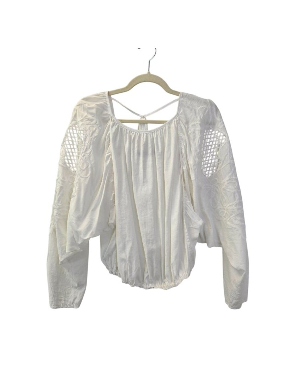 Anthropologie Hazel Embroidered Dolman Sleeve Crop Blouse Size Large
